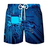 3D Printing Electronic Chip Short Pants Men Summer Beach Shorts Cool Street Circuit Board Graphic Swimsuit Gym Surf Swim Trunks 3