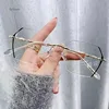 Irregular Polygon Rimless Myopia Glasses for Women Men Blue Light Filter Finished Prescription Eyewear Nearsighted Glasses -1.0 3