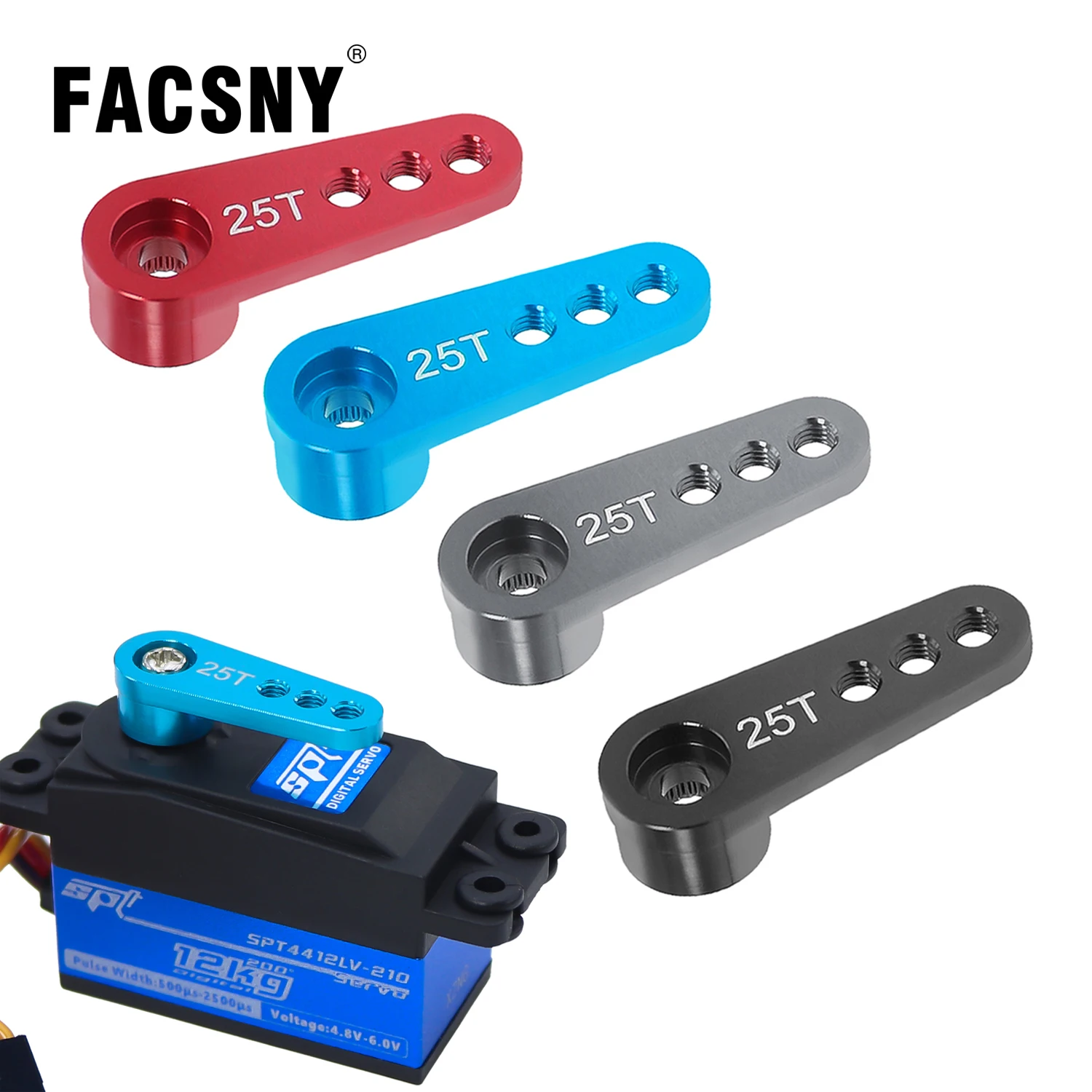 Bocina de dirección de brazo Servo extendido de Metal 25T M3 3 orificios para 1/10 RC Crawler TRX4 Axial SCX10 Tamiya Yikong HSP piezas de servomotor