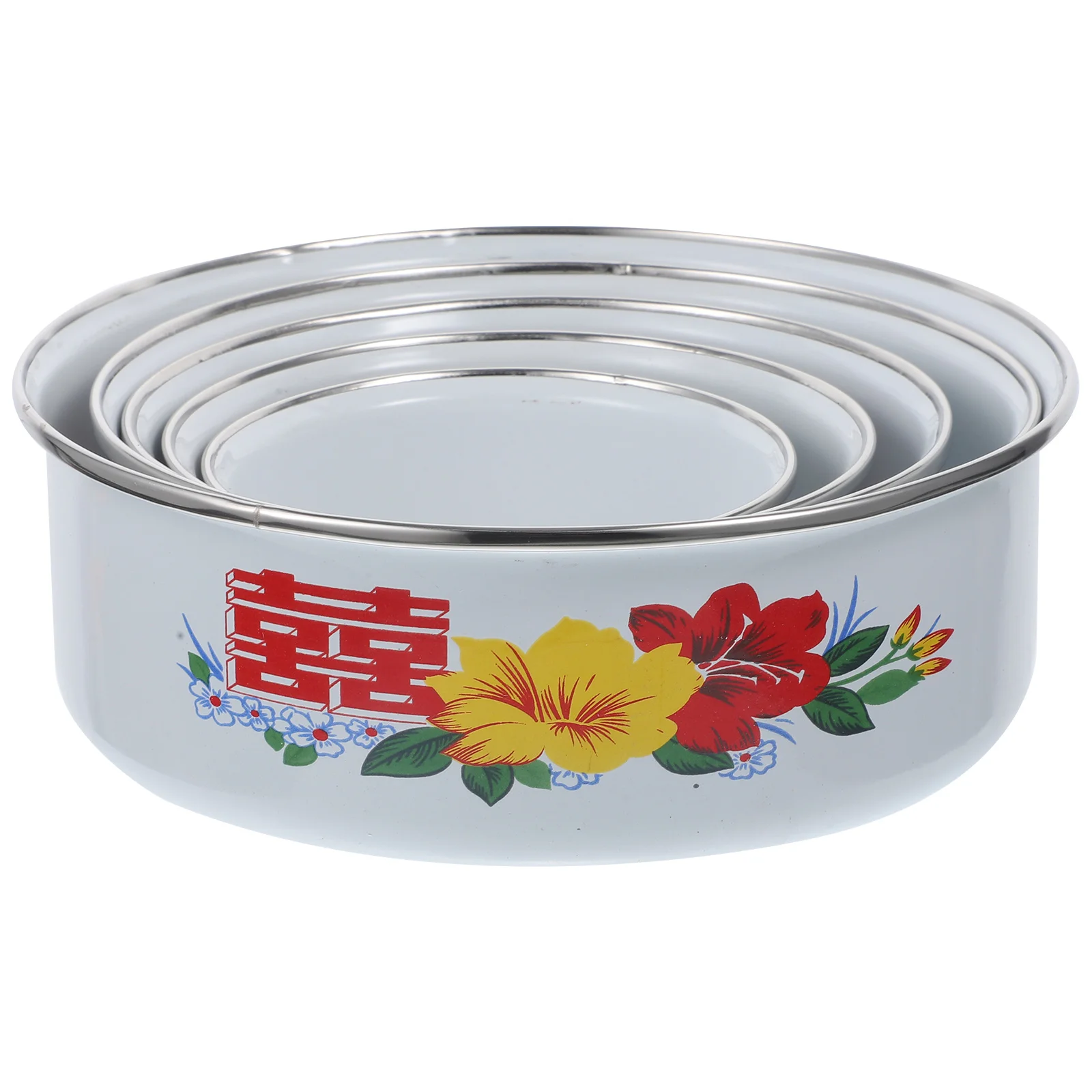

5 Pcs Salad Instant Noodle Storage Bowl with Lid Ramen Bowls Food Containers Lids Enamel Metal Cover Deep