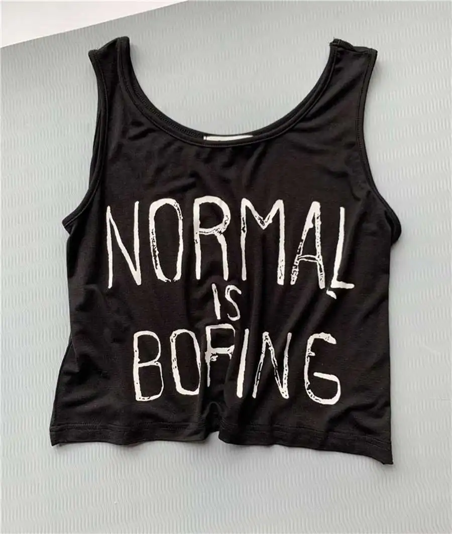 

Plus Size 3XL 150KG Summer Crop Top Women Sleeveless Tops Female Funny Harajuku Letter Women Large Tops