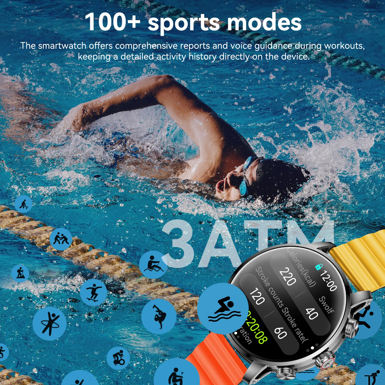 Smartwatch Kieslect Kr2 Pro 3ATM con Display AMOLED FHD da 1.6' con AOD, Processore Dual Core a Tripla Velocità, GPU 2.5D, Funzione di Chiamata Super Dinamica - immagine 2