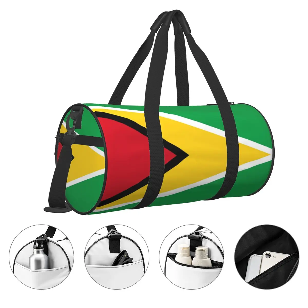 Gym Bag Guyana National Flag Sports Bag with Shoes Cool Men's Outdoor Design Handbag Cute Travel Fitness Bag 3