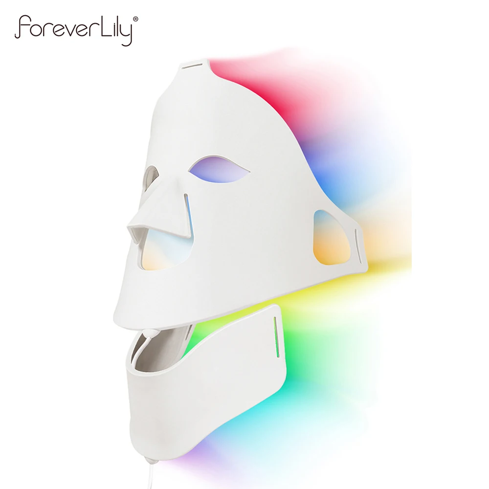 New Silicone LED Face Neck Mask LED Light 7 Colors Photon Skin Care Repair Skin Brightening Rejuvenation mascara led