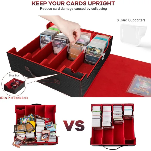 Card Storage Box 3200+ MTG Deck Box with 30 Colorful Divider, Commander Trading Card Cases with Portable Handle & Viewing Window 6