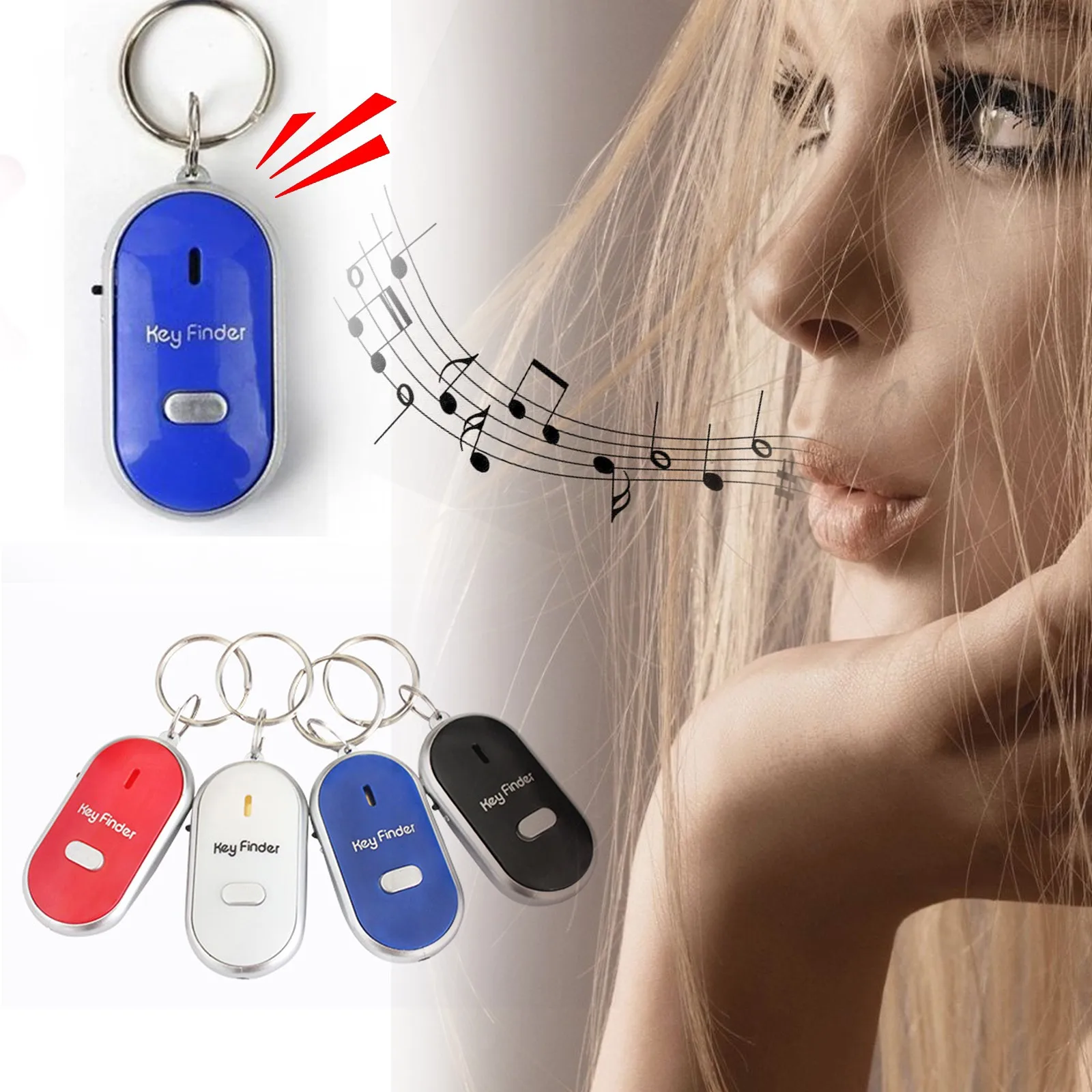 Key Finder Sound Control LED Light Whistle Keychain