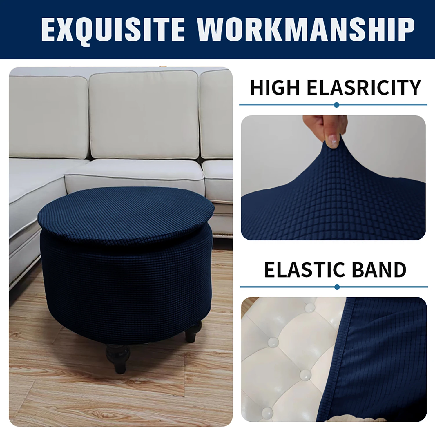 Rond Housse Ottoman Velours Housse De Protection Pour Repose