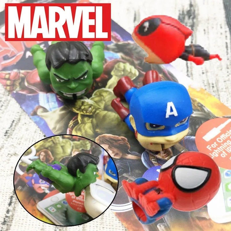 Marvel Cartoon Usb Data Cable Custodia Protettiva Spider-Man Per Apple Android Charger Cable Wrap Case Hulk Accessori Per Cellulari