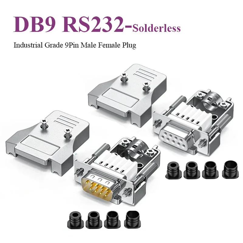 Industrial Grade 9-Pin RS232 Connector with Solderless Plug for Universal Serial Port Adapter