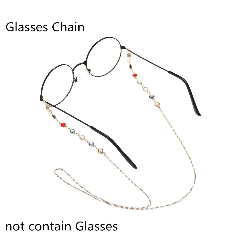 Fashion Metal Crystal Sunglasses Chains Round Beaded Eyeglass Chain Mask Holder Glasses Chain Mask Lanyard Jewelry For Women