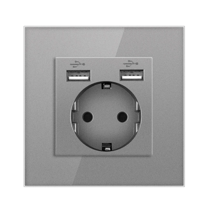 EU Socket 2USB grey