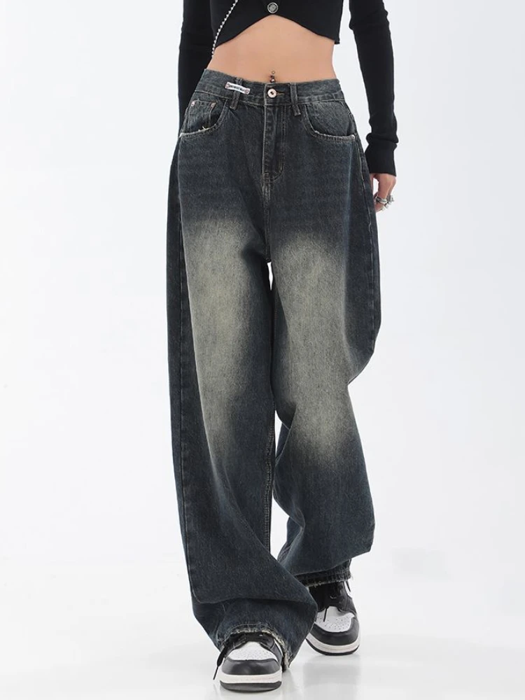 Jean Baggy Femme Taille Haute - Pantalon Large Vintage En Denim - Coupe évasée Décontractée Pour Loisirs