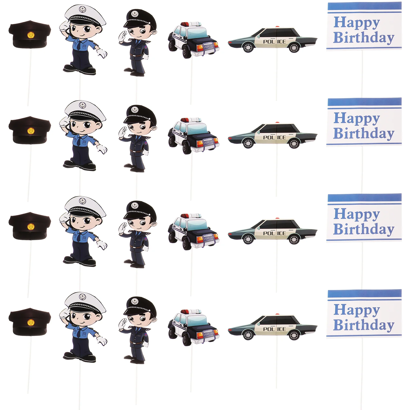 

24pcs Birthday Cupcake Topper Policemen Cupcake Kids Party Cake Dessert Picks Cake Ornament for Party Festival