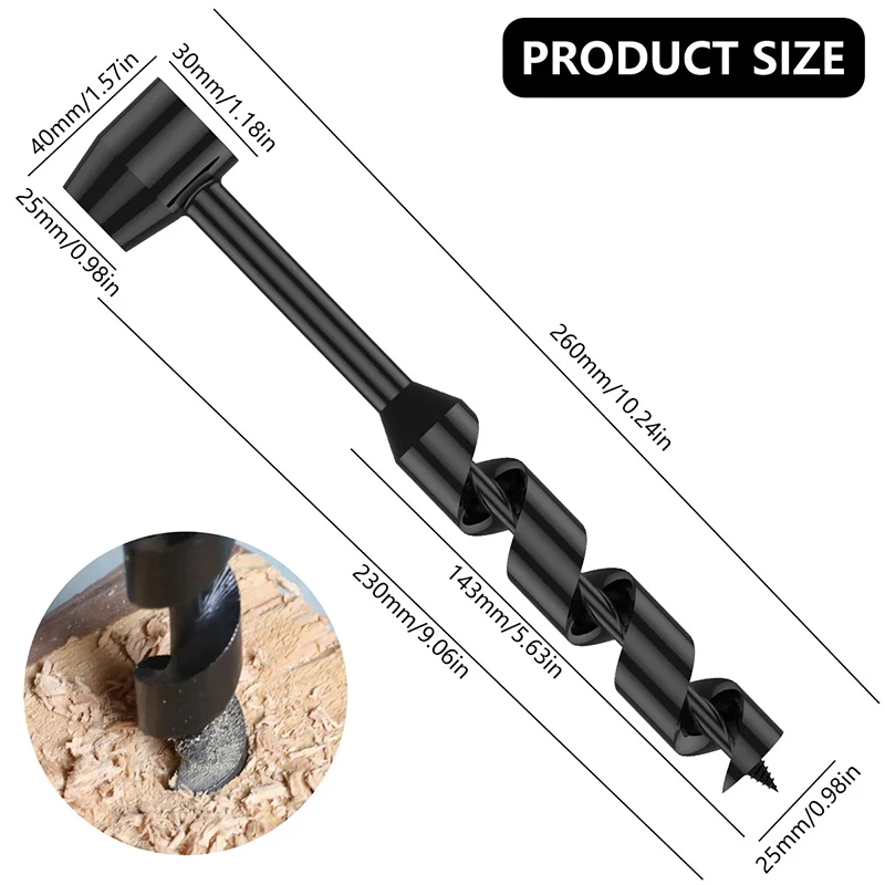 Hand Wood Punch Manual Auger Drill Bush-Craft Carbon Steel Portable Survival Bit Outdoor Extended Drill Bit