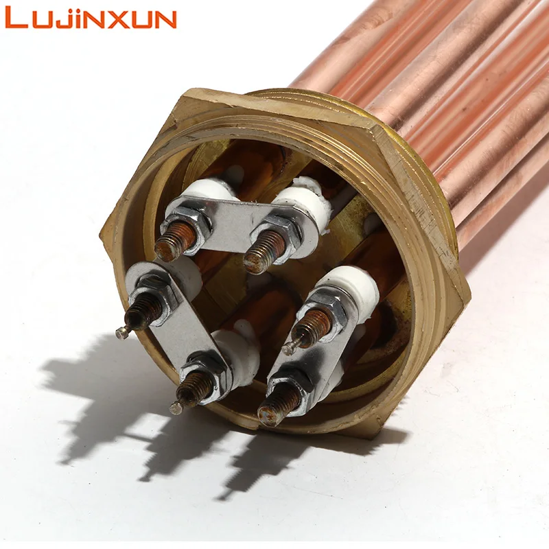 Lujinxun 220V Immersion Water Heater DN50/2" 9KW 285mmmm Tube length Copper Parts for Water Tank /Homebrew 4pcs
