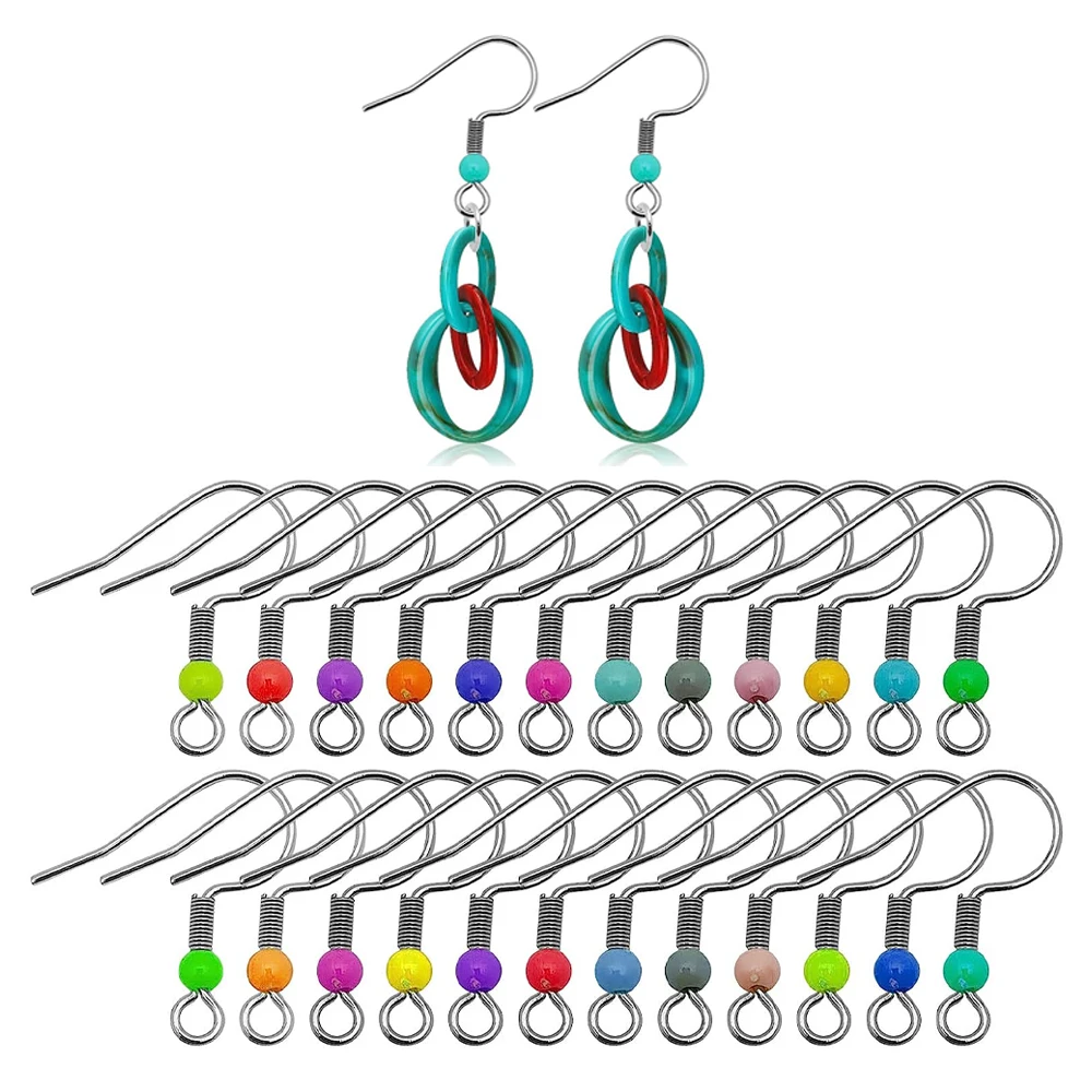 50PcsEarringsHooksStainlessSteelEarWiresHypoallergenicColorful