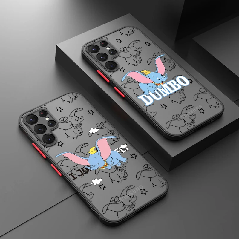 Disney Dumbo Baby Cute Per Samsung S24 S23 S22 S21 Ultra S20 Fe S10 Plus Lite 4G 5G Cover Traslucida Smerigliata Capa Fundas