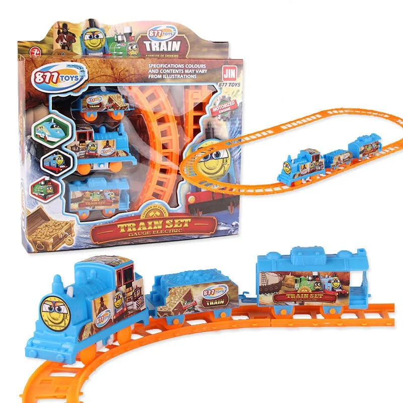 Thomas and Friends Electric Plastic Train Head Children's Toys with Two Carriages Track Set Children's Christmas Gift Toys