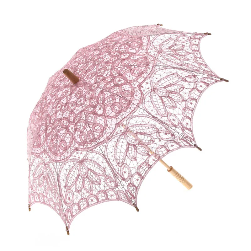Handmade Pink Lace Parasol Vintage Bridal Umbrella Parasol Wedding Decoration Photo Lady Costume 1920s Party