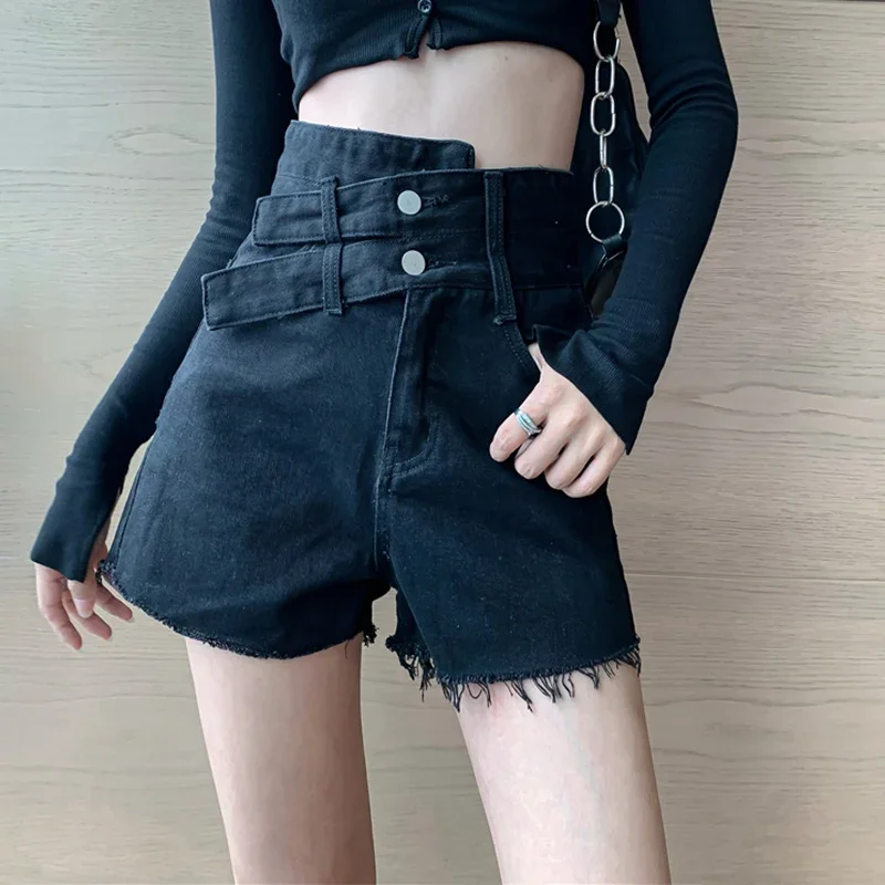 Women 2024 Newest Summer Korean Style Fashion High Waist Shorts Female Patchwork Denim Plus Size Shorts Personality Streetwear