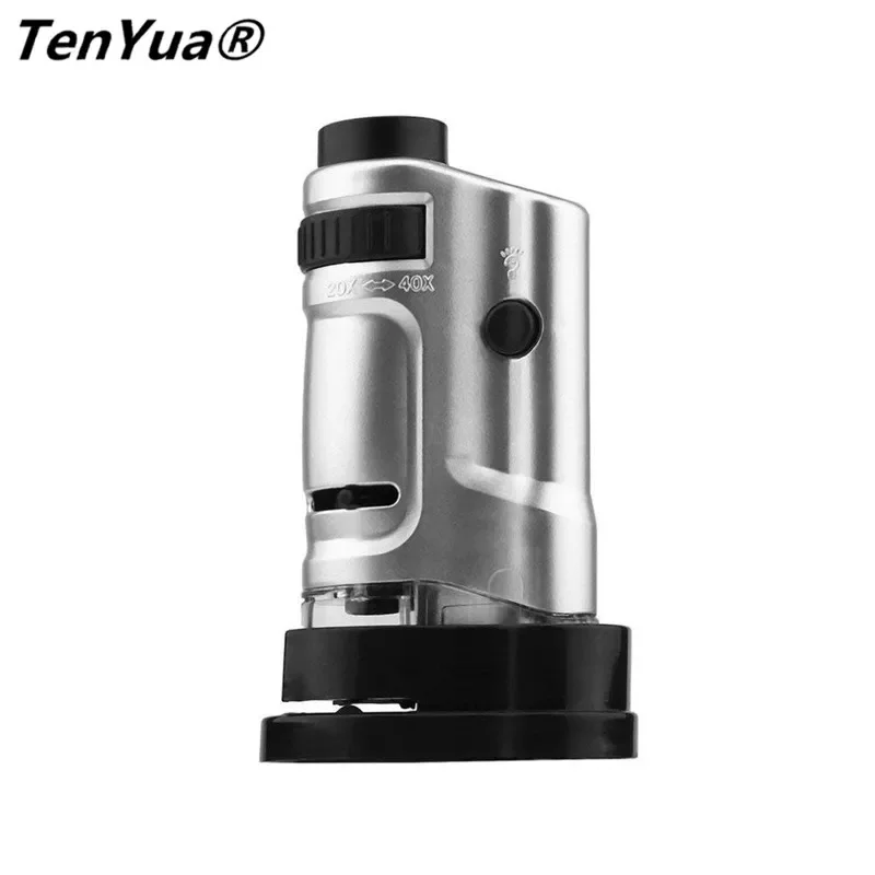 

Портативный мини-микроскоп TenYua с увеличением 20X-40X, ювелирные изделия, микроскоп для обнаружения валюты светодиодный светодиодной подсветкой, лупа