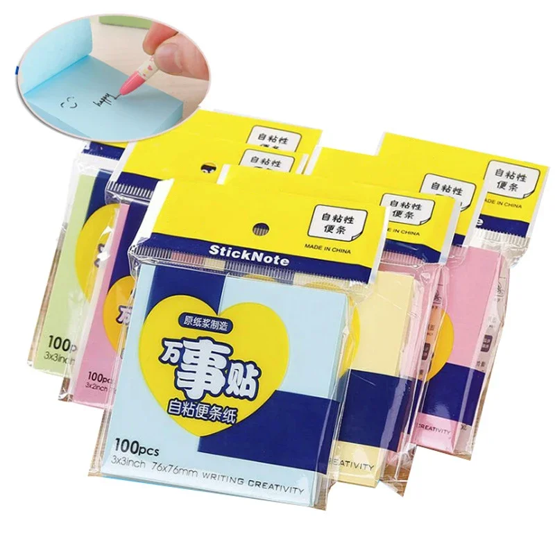 100 Sheets Color Post-it Notes Sticky Notes Pads Posits Stickers Posted It Memo Notepad School Office Student Message Stickers 6