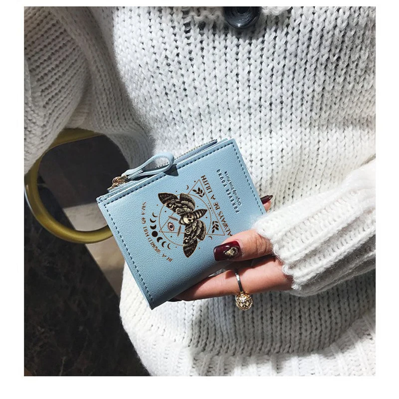 Halloween wallet with double fold and card slot exquisite short purse high-end leather zipper coin bag the best souvenir gift