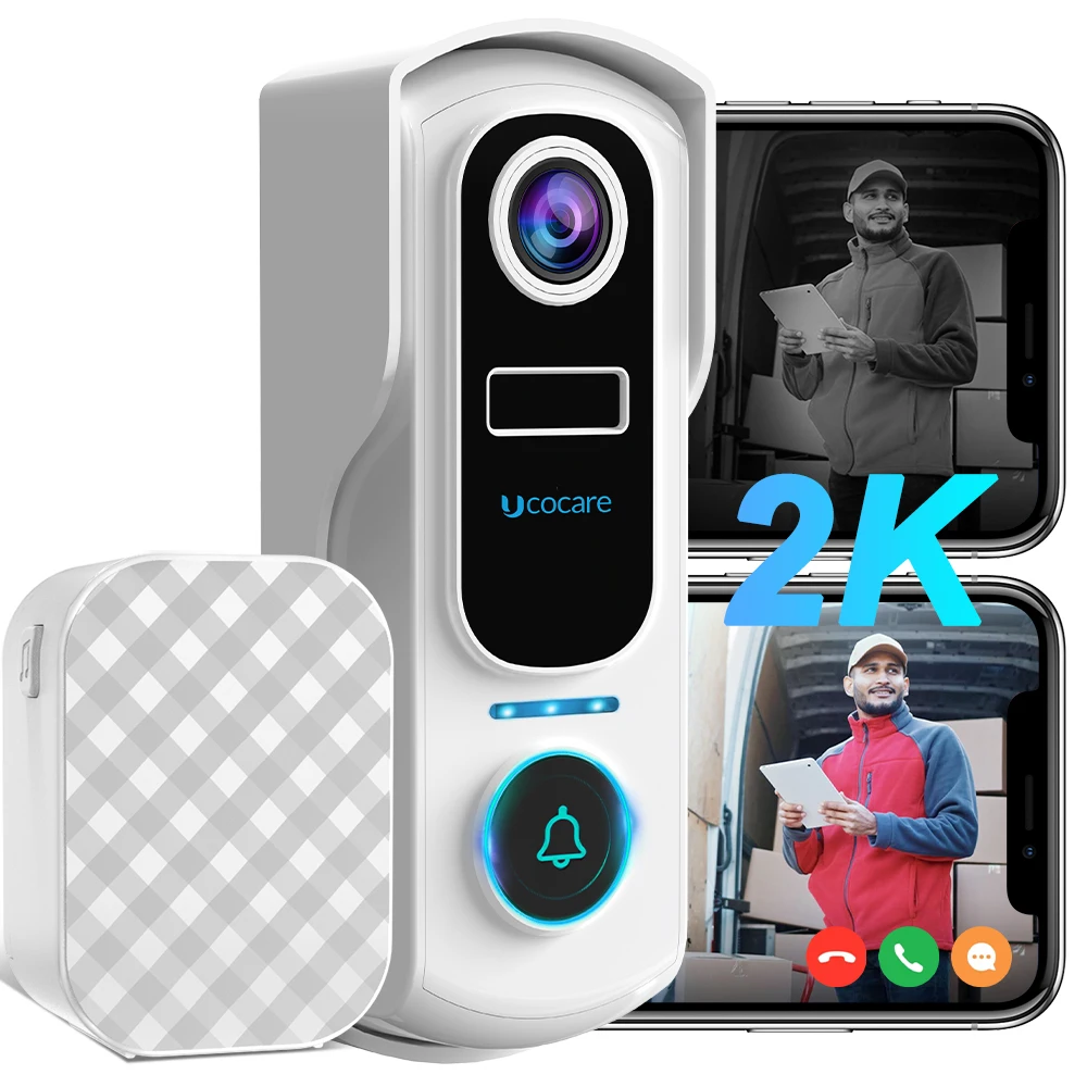 SD Card Doorbell Camera Wireless, Head-to-Toe Video, 2K HD Jamaica Aosu Security Camera