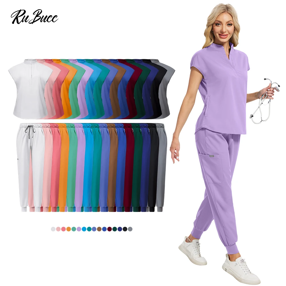 Medical Surgical Uniforms Women Beautician Work Sets Scrubs Uniforms Hot Sale Hospital Nursing Tops and Pants Workwear