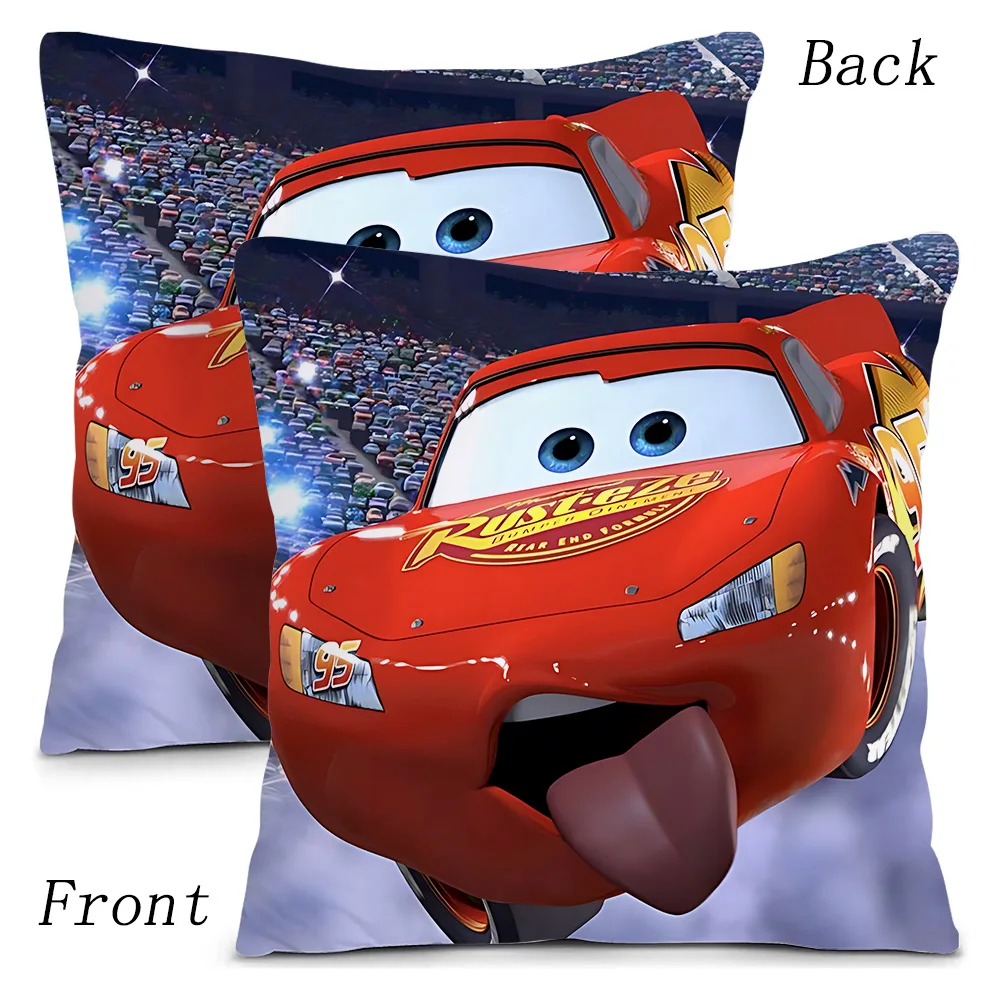 L-Lightning McQueen Pillow Covers Cartoon Sofa Decorative Home Double-sided Printing Short Plush Cute Cushion Cover 4