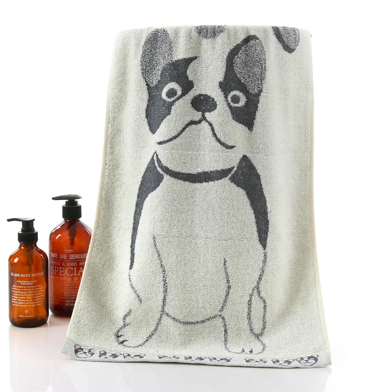 

100% Cotton Dog Pattern Print Large Towels High Water Absorbent Hand Towel Washcloth For Adults Children's Face Towels 34*80cm