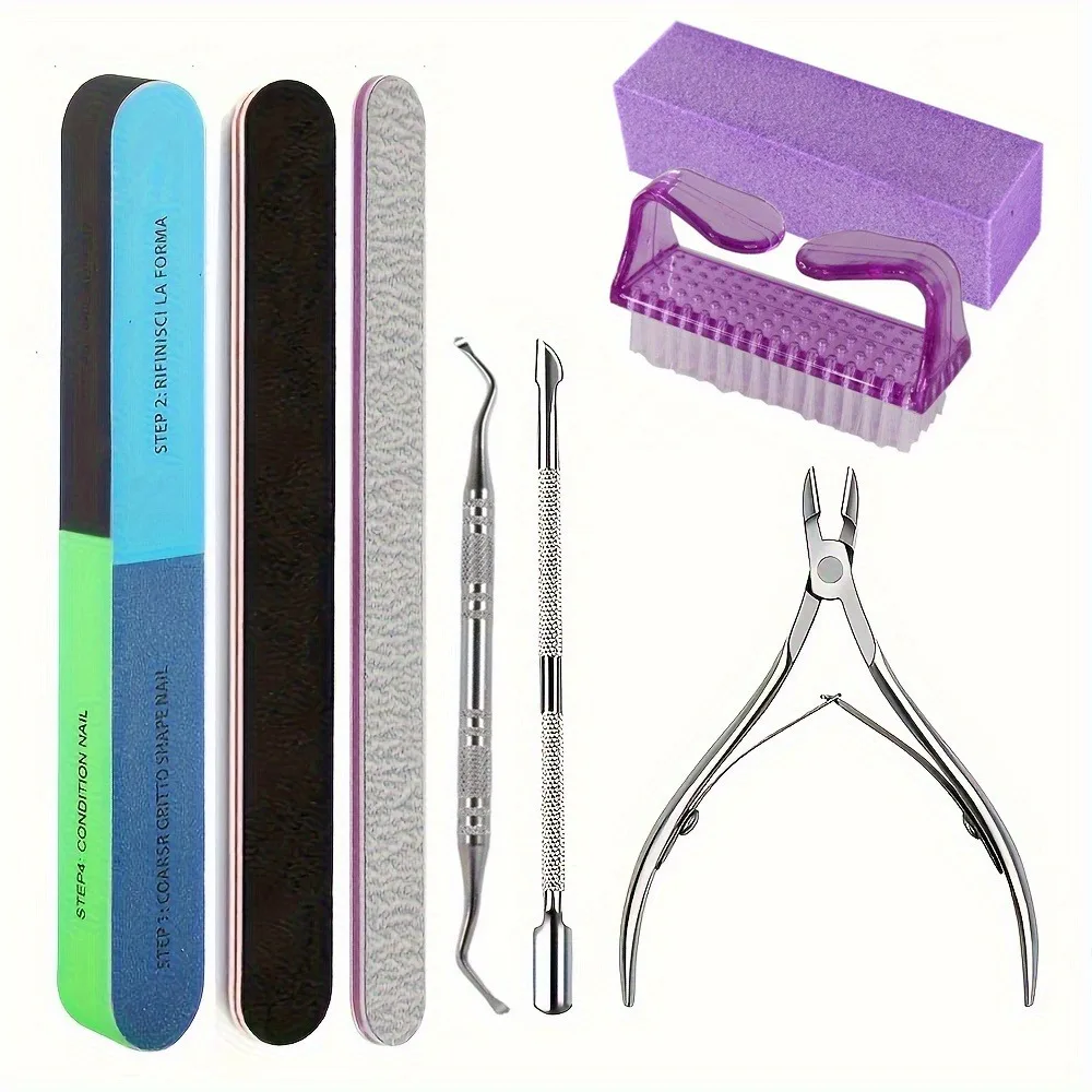 Professional 8-Piece Nail Care Kit - Deluxe Manicure Set with Cuticle Tools and Tweezers - Unscented