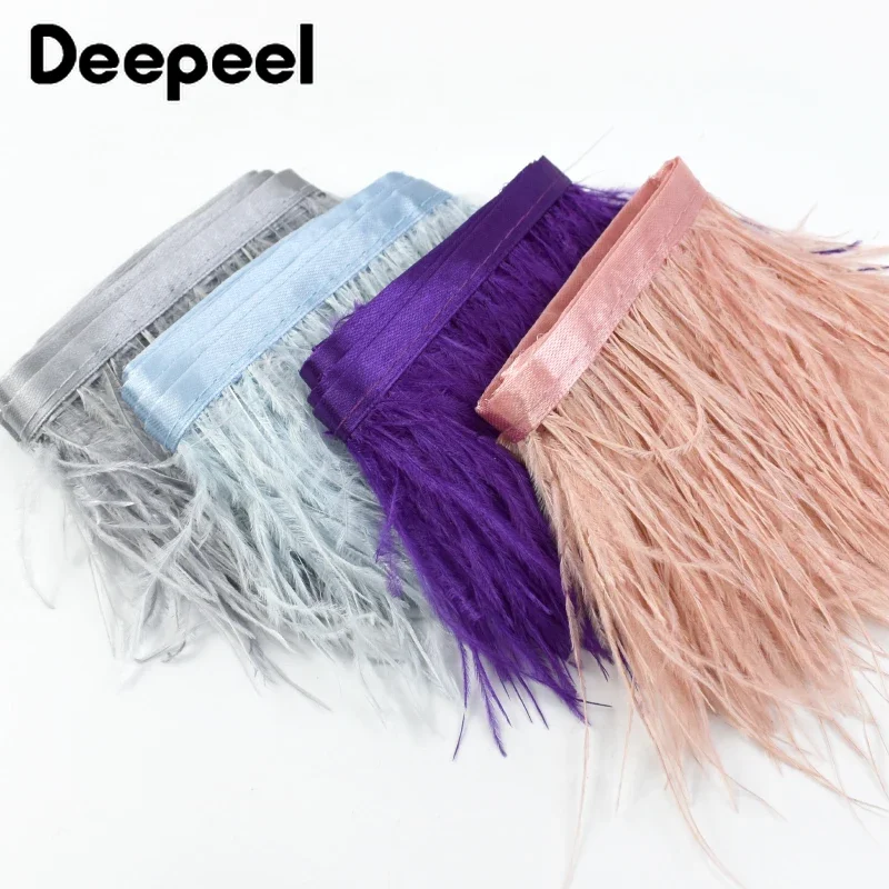 1/2M Colored Tassel Fringe Ostrich Feather Trim Lace Wedding Stage Dress Clothes Bag Christmas Decoration DIY Crafts Accessories