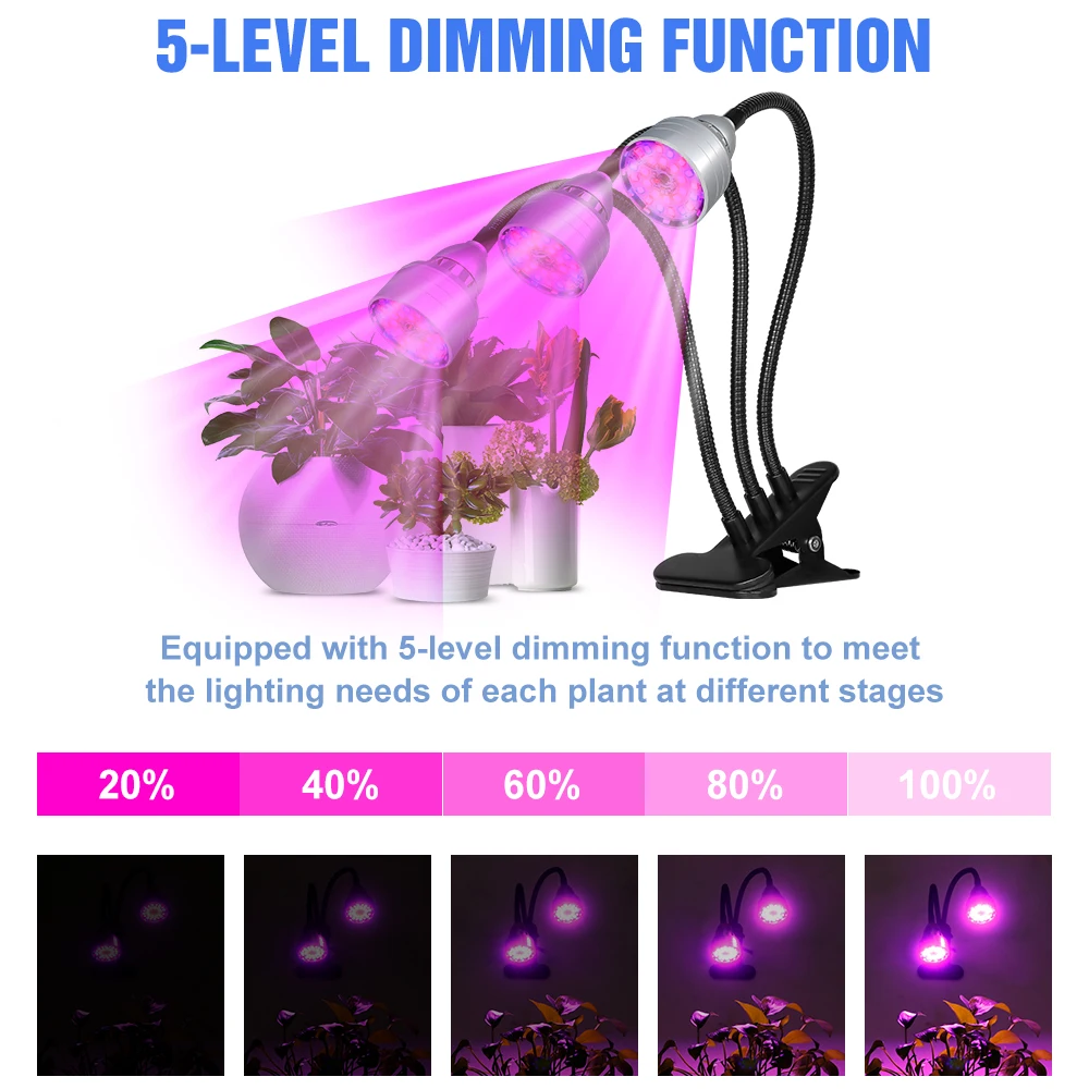 LED Grow Light Full Spectrum Indoor Hydroponic Flower Seeds Vegetables Cultivation Plant Lamp Growth Box Dimming Timing Function