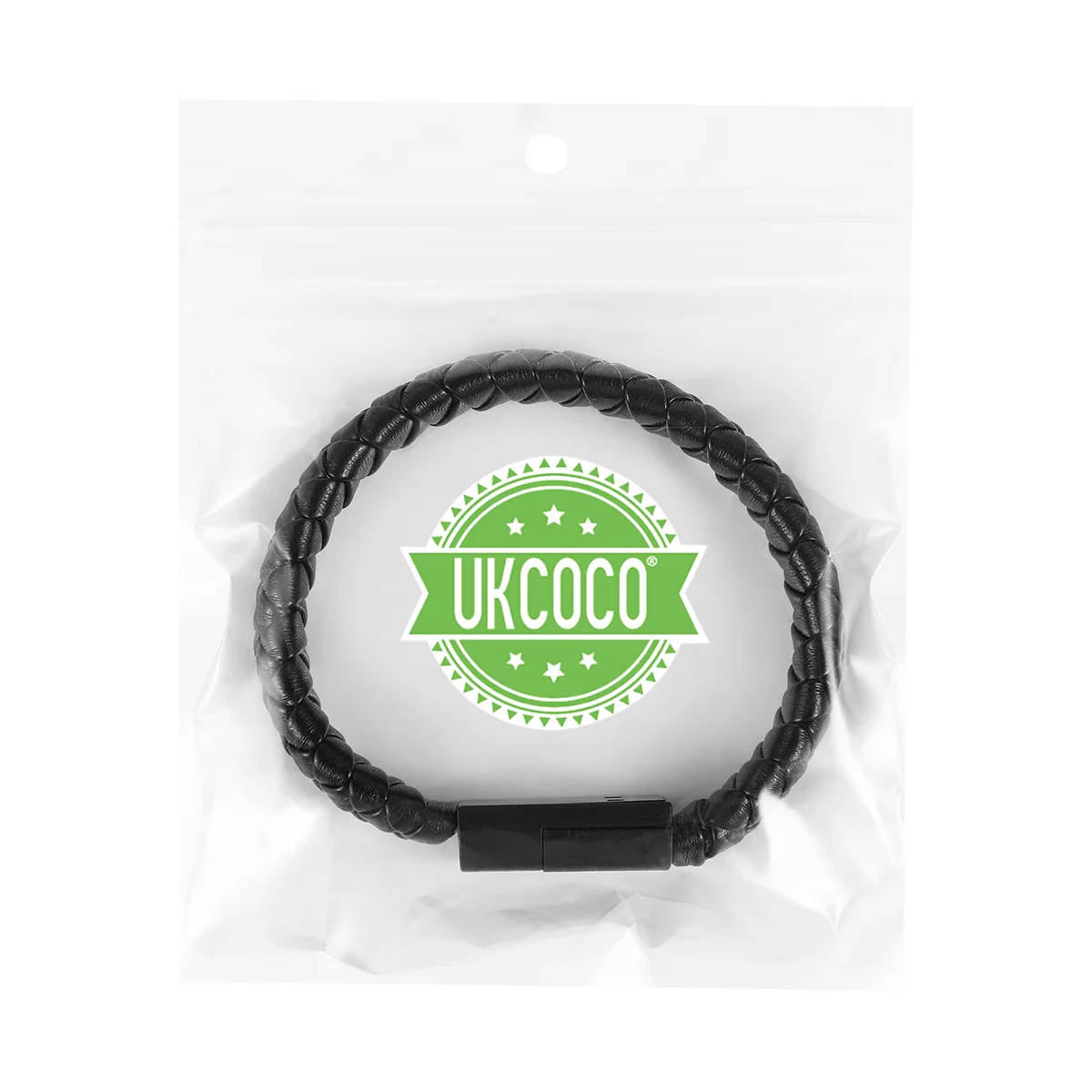 UKCOCO USB C타입 데이터 동기화 케이블, 브레이드 손목 밴드 스타일 충전 케이블, 블랙