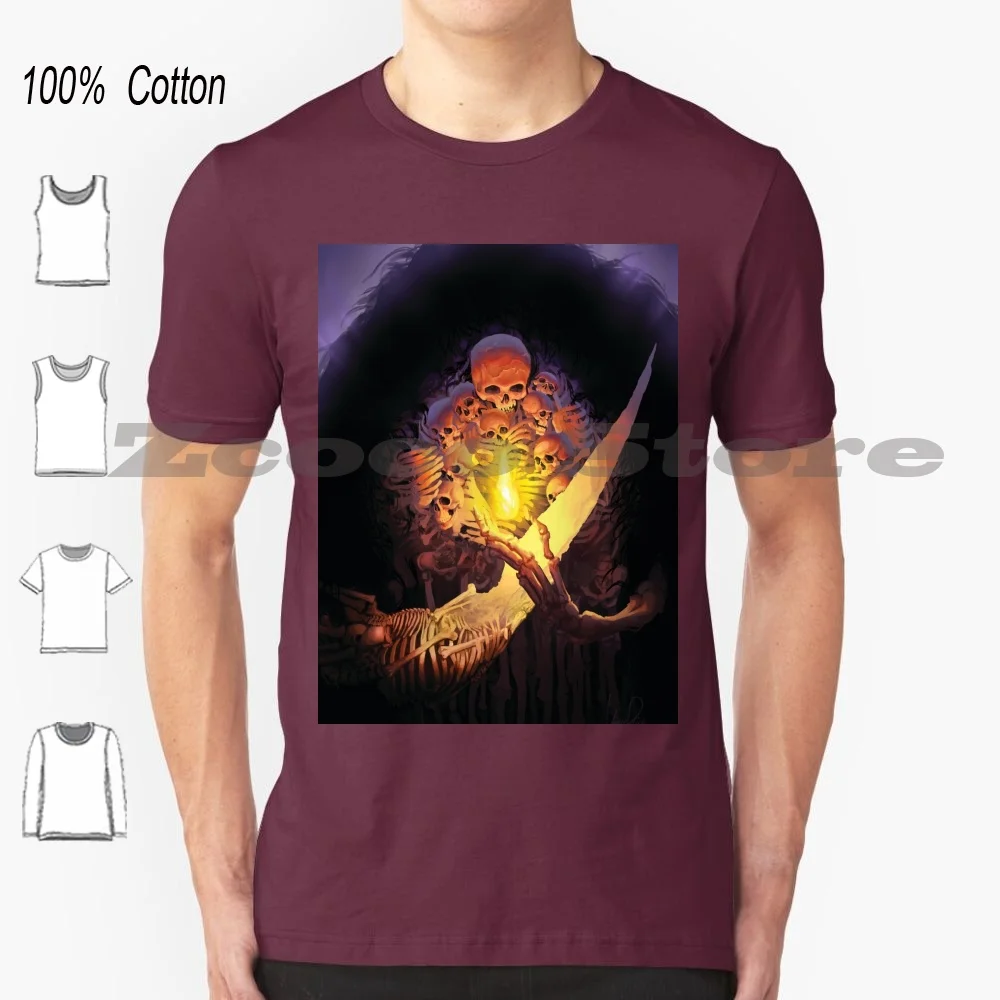 Prima Maglietta 100% Cotone Confortevole Di Alta Qualità Lord Souls Dark Skull Skeleton Death First Of Grave