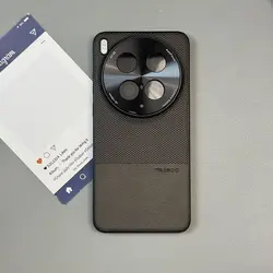 Luxcy Matte Diamond Pattern PU Leather Phone Case with Metal Lens Frame for Vivo X200 Pro (Gold)