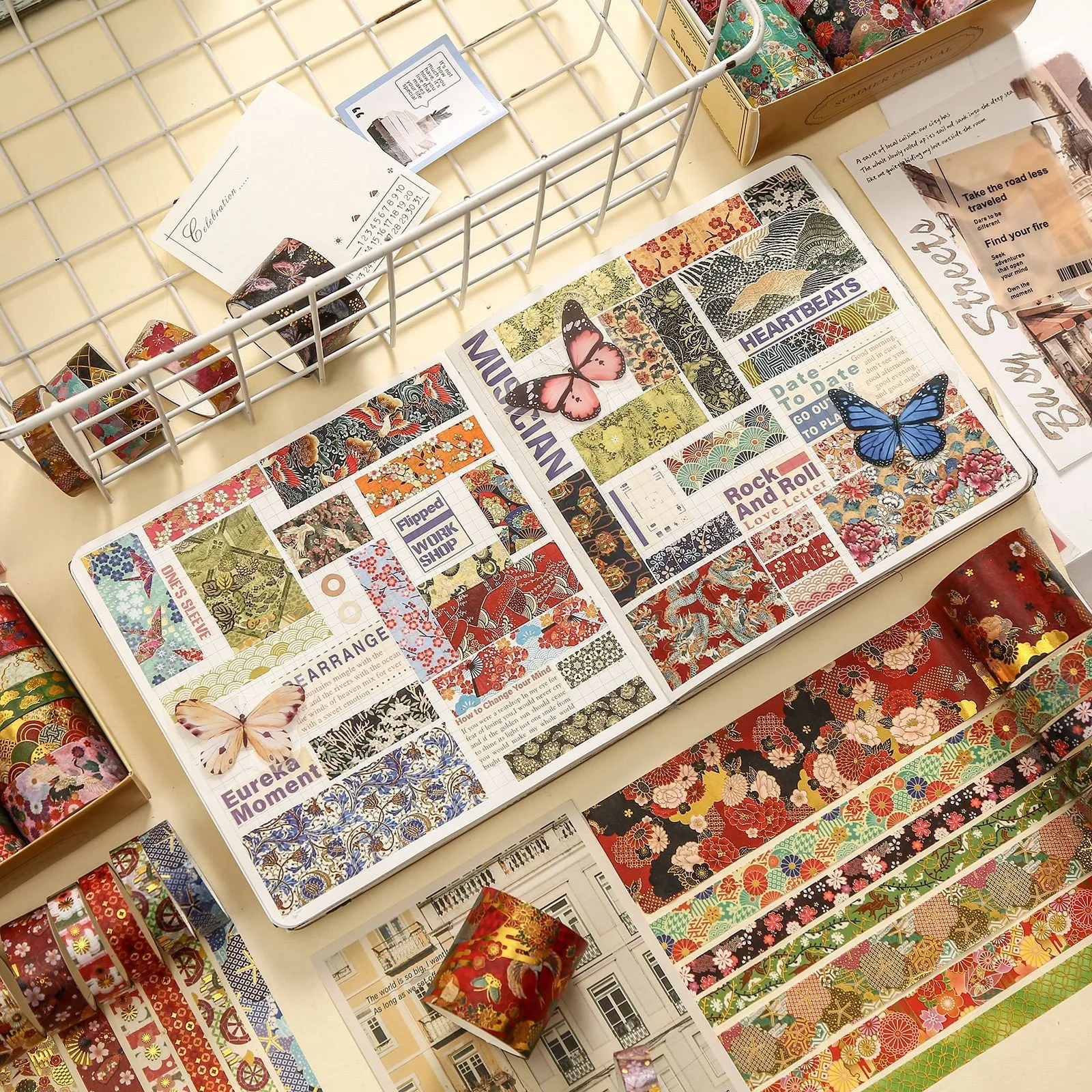 15롤 골드 포일 와시 테이프 세트 벚꽃 장식 플래너 스티커 (저널링 및 정리용) A3367