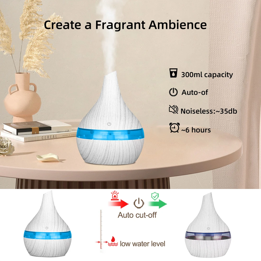 Compact 10.14oz Portable USB Humidifier & Essential Oil Diffuser with Touch Control, Perfect for Home, Office, and Travel Use 6