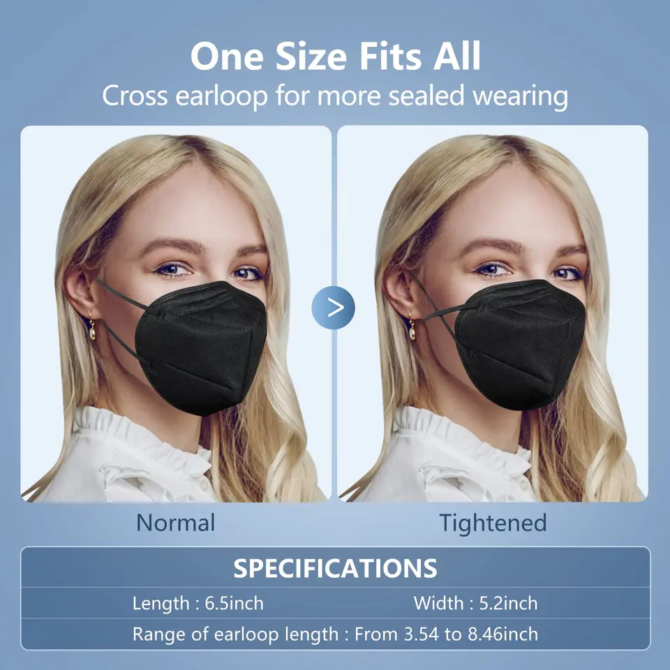 KN95 5-Ply Breathable Face Masks Individually Wrapped