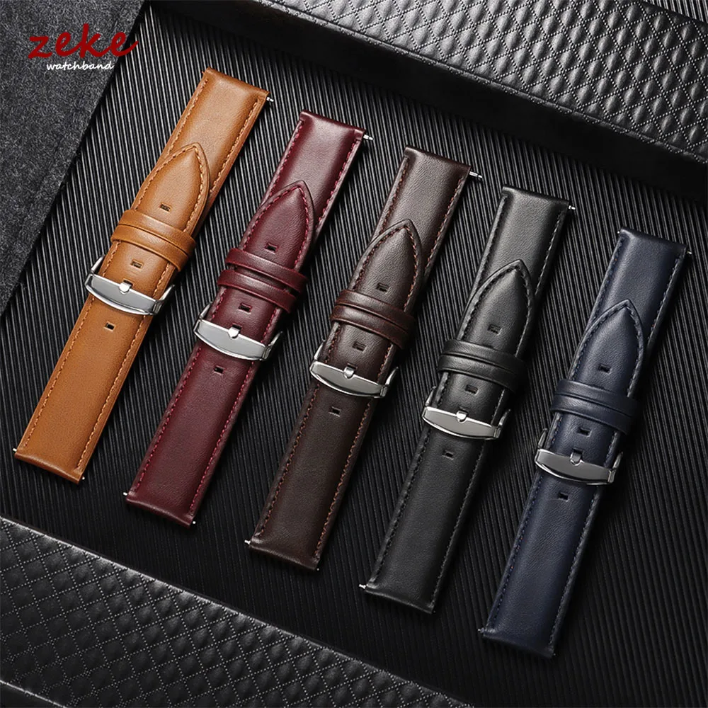 Premium Calfskin Leather Watch Band | Business Style Soft Wristwatch Strap