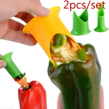 2 Pcs/set Creative Pepper Corer Seeded Remover Device Coring Device Fruit Cutter Kitchen Household Random Color 1