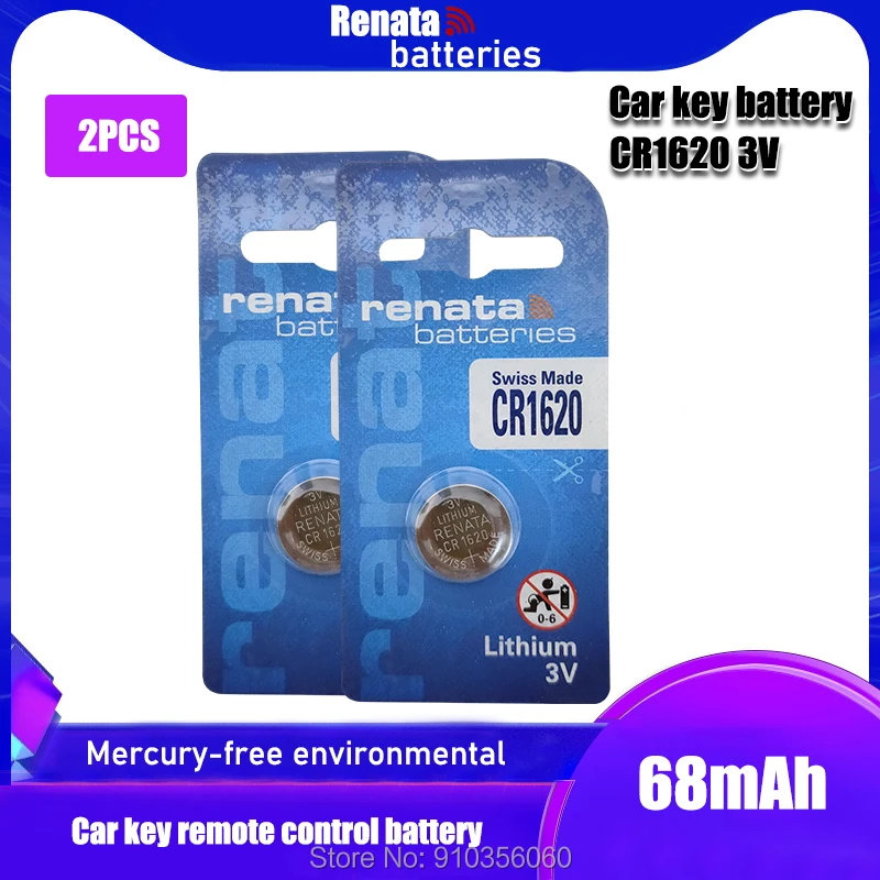 2pc/lot renata 100% Original CR1620 Button Cell Battery For Watch Car  Remote Key cr 1620 ECR1620 GPCR1620 3v Lithium Battery