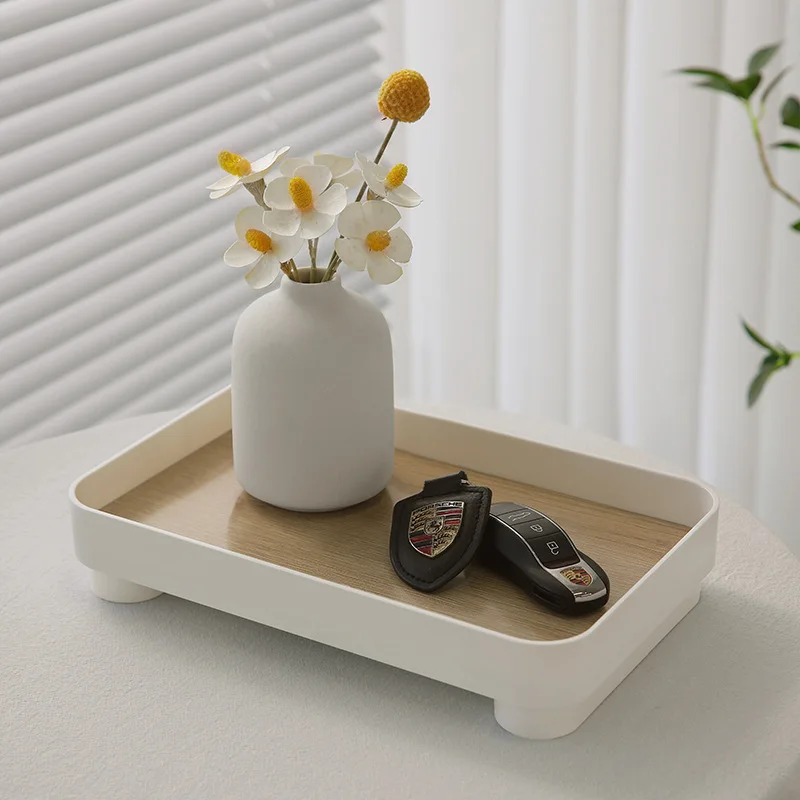 Wooden Desktop Storage Tray Perfume Aromatherapy Dressing Table Cosmetics Storage Box Multi-Function Porch Clutter Key
