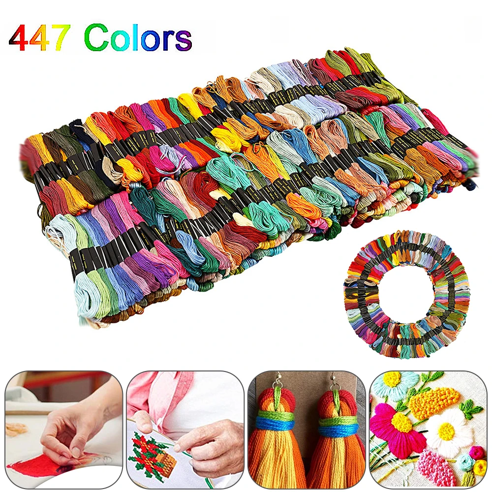 447 Colors Hand Embroidery Floss Cross Stitch Threads Skeins Full Range of Color