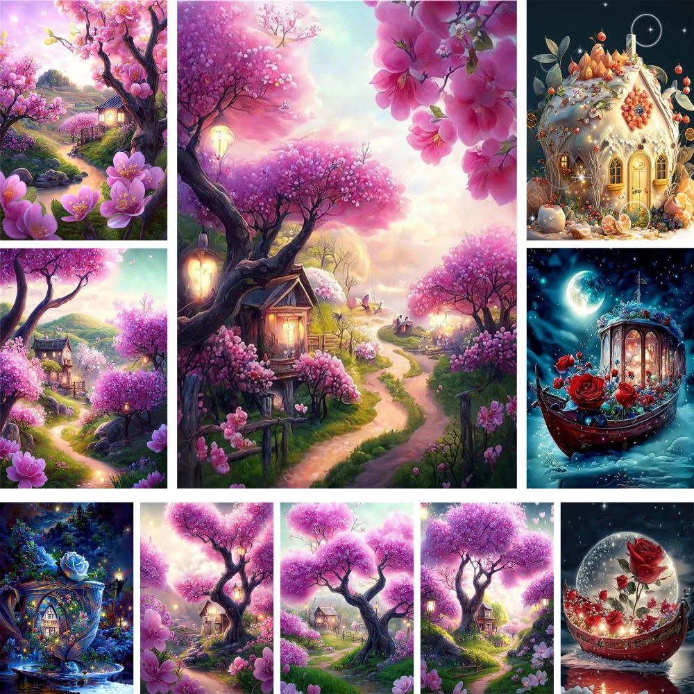 Blumen Landschaft Bedruckte Leinwand Kreuzstich Stickmuster Handwerk Handarbeit Nähen Malerei Home Decor Zahnseide Mulina – Detail 10