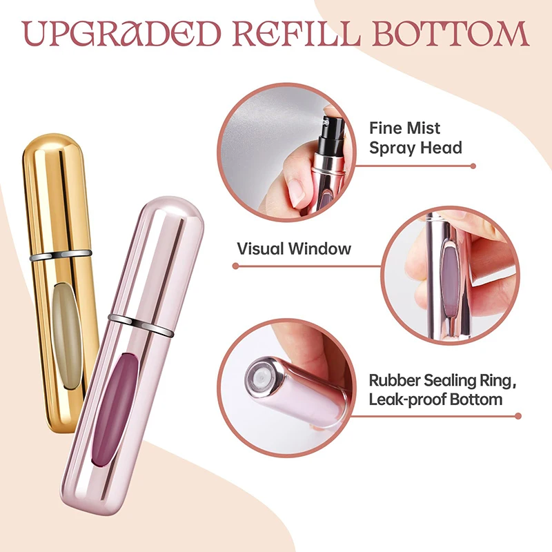 50-5PCS Perfume Refill Bottle 5ML Perfume Dispenser Aluminum Refillable Mini Bottle Empty Atomizer Refillable