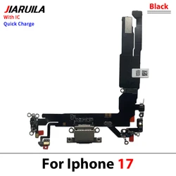 USB Micro Charger Charging Port Dock Connector with Microphone Board Flex Cable (For iPhone 17 Black)