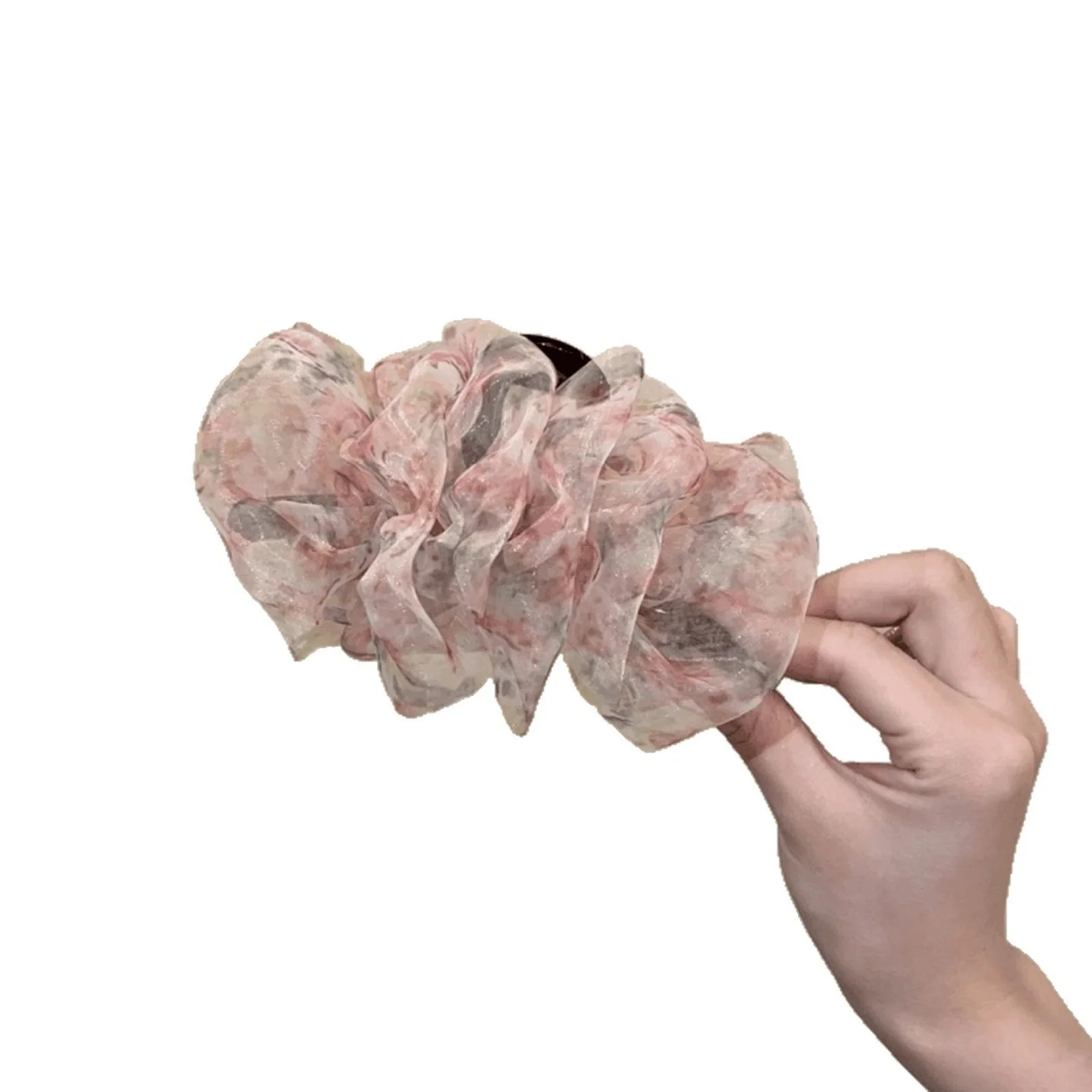 1PC Elegant Organza Hair Claw Clips Set, Chiffon Floral Print Hair Accessories for Women, Stylish Large Hair Clamps for Updos