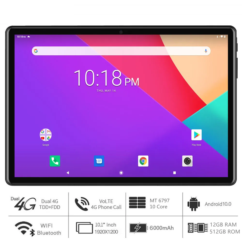 P12 Pro 10 inch Tablets PC Network 12GB RAM + 512GB ROM sim tablet 10 Core Tablete android 10.0 Wifi Type-C electronic Tablette tablet back stickers